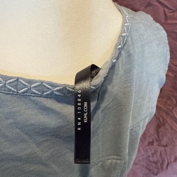 Kuhl Short Sleeve Top Women’s Medium Blue Embroidered - Picture 6 of 8